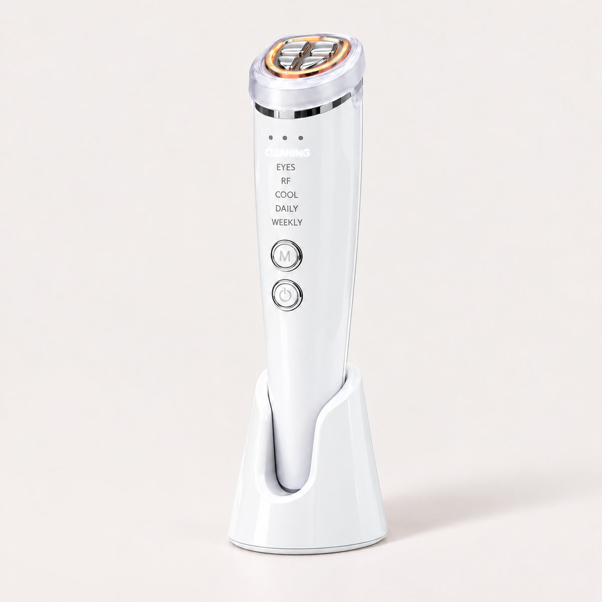 Global Glow Pro 6 en 1 SAGLOU, dispositivo blanco de radiofrecuencia facial.