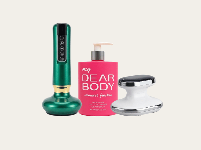 Pack Saglou: radiofrecuencia corporal, masajeador con ventosa y loción corporal hidratante