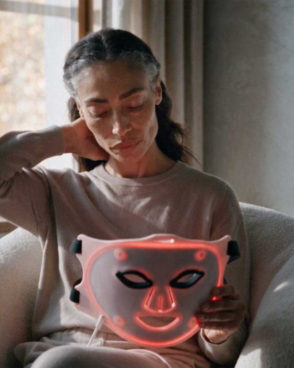Facial LED mask with cold Saglou, anti-aging phototherapy treatment at home